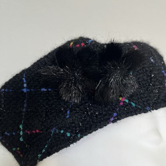 Misa Harada Millinery Tweed Beret Hat, colors, retro, two floral pins on side - Picture 8 of 11